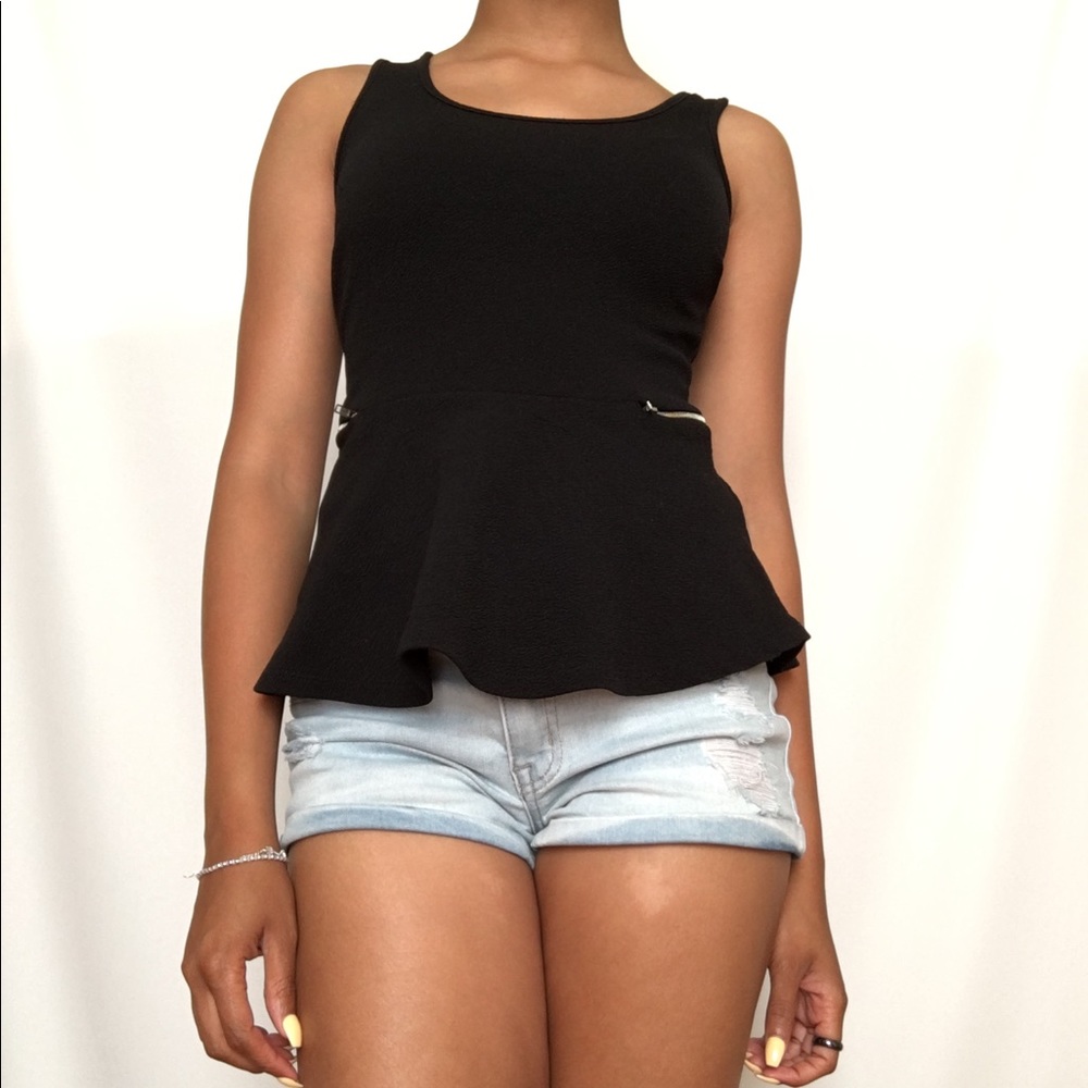 A black peplum top